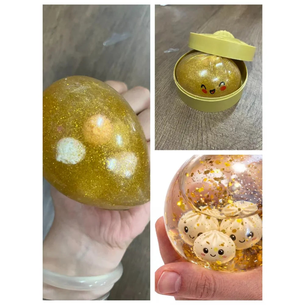 Golden Glitter Dumpling Squishy